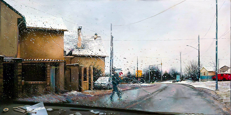 Crossing - Gilles Paul Esnault- Oil on canvas - 2005 - 100x50cm