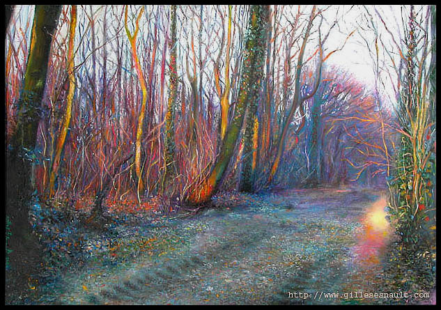 Chemin mi-froid - 75x55cm - huile sur bois - 2003 - Gilles ESNAULT